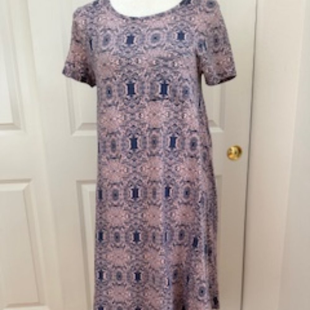LuLaRoe Tribal Print Dress, Mauve & Navy